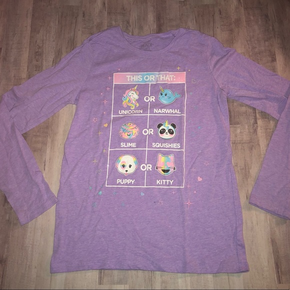 Children’s place purple “this or that” Tee. Sz XL - Picture 1 of 3
